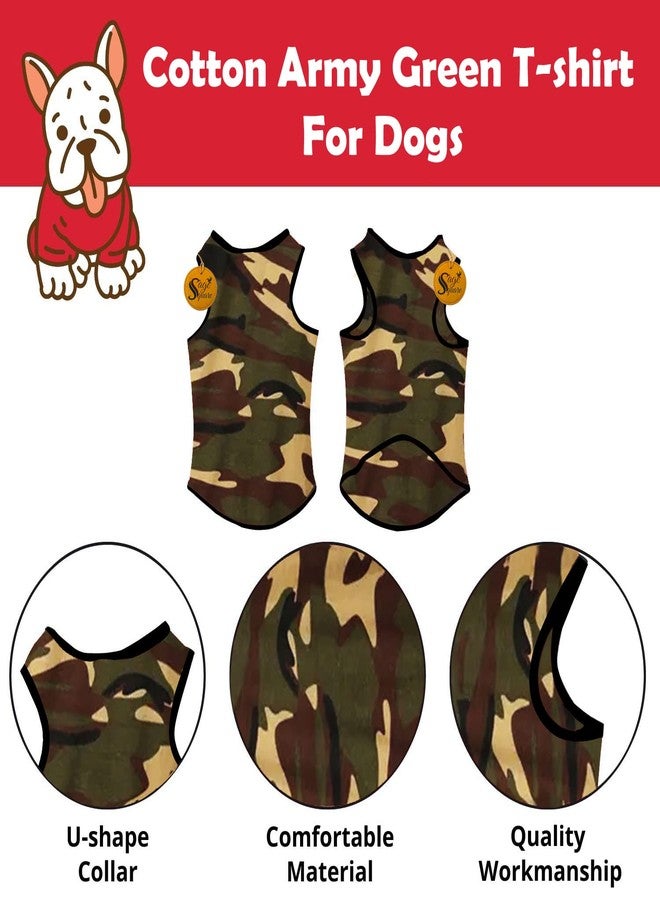 Sage Square Adorable Sleeveless Cotton Dog/Puppy T-Shirt ll Soft & Comfortable ll Breathable & Fashionable Apparel for Your Dog, Puppy (XXLarge- 28 inches, Army Green) - Image 2